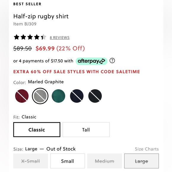 J. CREW best seller Half-zip rugby shirt marled gray size L - Picture 4 of 11